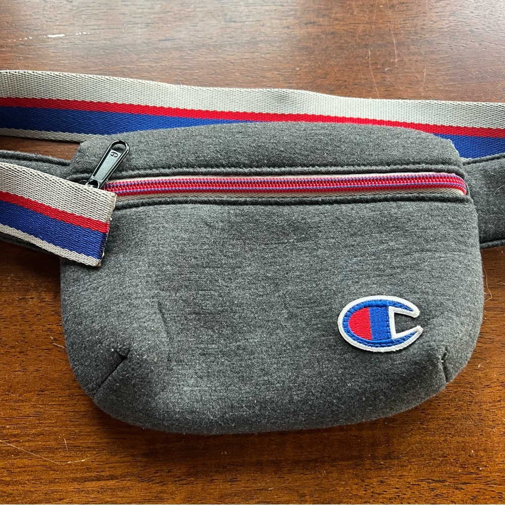 Champion Gray and Red Belt Bag Sporty Design